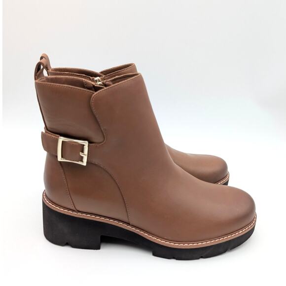 Naturalizer Delilah Leather Lug Sole Ankle Booties Brown Size US10M EU41 - Picture 3 of 11